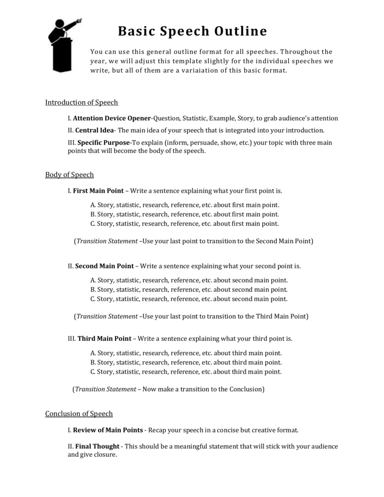 format on how to write speech