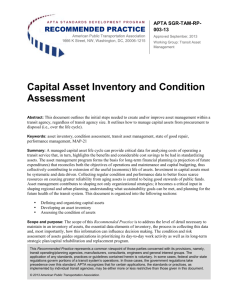 Capital Asset Inventory and Condition Assessment