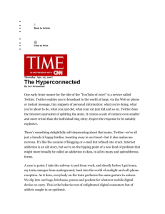 Essay--Grossman, "The Hyperconnected"