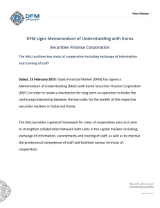DFM signs Memorandum of Understanding with Korea Securities
