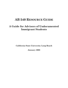 Draft Outline and list of FAQ for AB 540 Resource Guide
