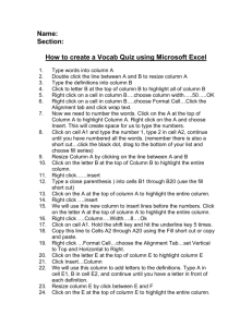 How to create a Vocab Quiz using Microsoft Excel