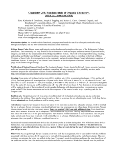 Chemistry 250. Fundamentals of Organic Chemistry. (MCK 213, 8:00