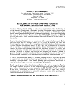 Notification for Recruitment of PGTs - 2012
