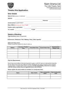 Theatre Hire Application Form
