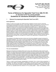 1 Reasons for proposing the Specialist Task Force (STF)