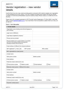 ACC111 Vendor Registration Form