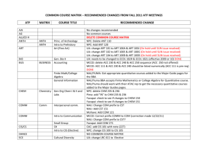 COMMON COURSE MATRIX – RECOMMENDED CHANGES FROM