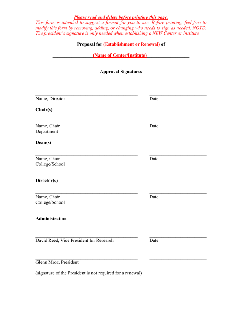 Specimen Signature Template