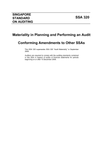 conforming amendments as a result of ssa 320, materiality in