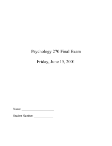 Psychology 270 Final Exam