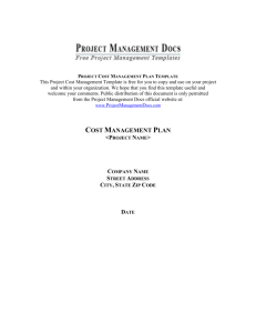 Cost Management Plan Template