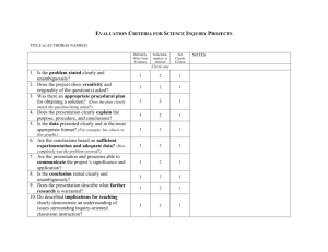 Evaluation Criteria for Science Inquiry Projects