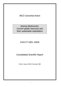 Consolidated scientific report - Laboratory of Aquaculture & Artemia