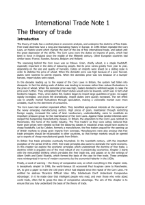 International Trade Note 1 The theory of trade Introduction The