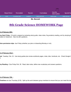 8th Grade Science HOMEWORK Page