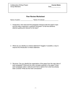 Peer Review Worksheet for