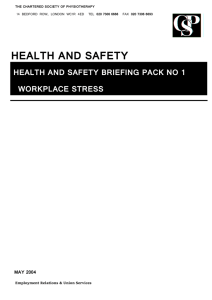 Stress at Work - The Chartered Society of Physiotherapy