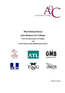 Guidance on work-related stress in FE (England)