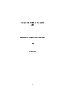 Confidential Record of Personal Financial Affairs