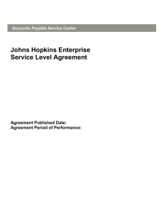 DRAFT Service Level Agreement - Johns Hopkins Shared Services