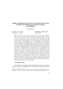 model for defining the level of implementation of the management