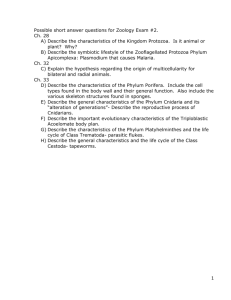 Possible short answer questions for Zoology Exam #2