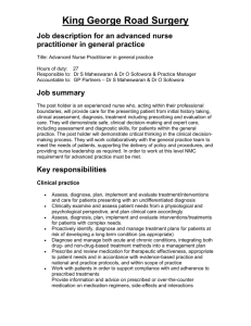 Job description for an advanced nurse practitioner in general practice