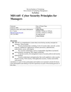 MIS 645 Cyber Security Principles for Managers