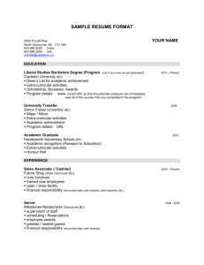 sample resume format - Capilano University