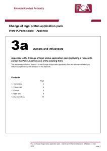 COLS appendix 3a form - Financial Conduct Authority