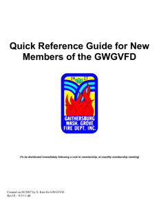 Quick Reference Guide to New Members of the GWGVFD