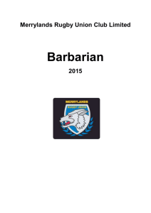2015 Barbarian 1 - Merrylands Rugby Club