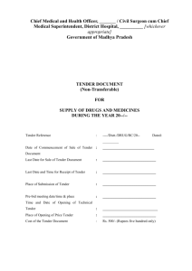 Tender Document Format for supply of Drugs
