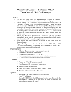 Quick Start Guide for Tektronix 3012B Scope