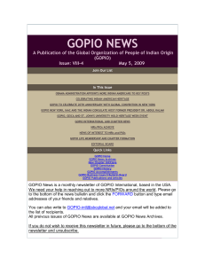 GOPIO NEWS A Publication of the Global Organization of People of