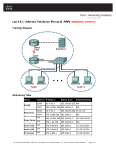 Lab 9.8.1: Address Resolution Protocol (ARP) (Instructor Version)