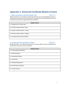Appendix 2: Advanced Certificate Module Content