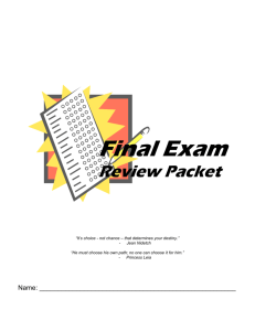 Student Final Exam Review Packet