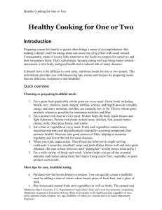 Cooking for One or Two - Family and Consumer Science