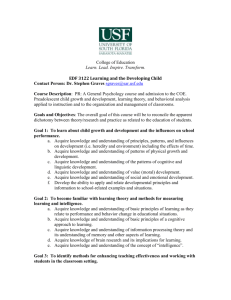 Learning and the Developing Child - USF Sarasota