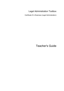 Teacher's Guide for Legal Administration