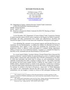 Patent assertion entities - Wolfram public comment to DOJ-FTC