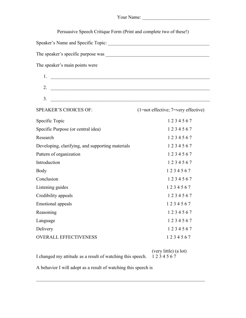 critique speech example