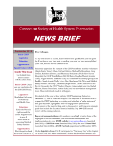 Connecticut Society of Health-System Pharmacists NEWS BRIEF