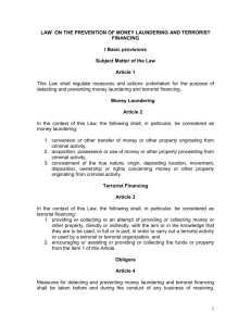 Law on the Prevention of Money Laundering and Terrorist Financing