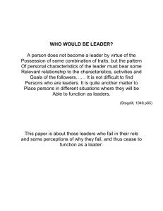 WHO WOULD BE LEADER