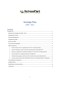 Rationale for Strategic Plan 2009 – 2011