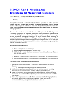 MB0026- Unit 1- Meaning And Importance Of Managerial Economics