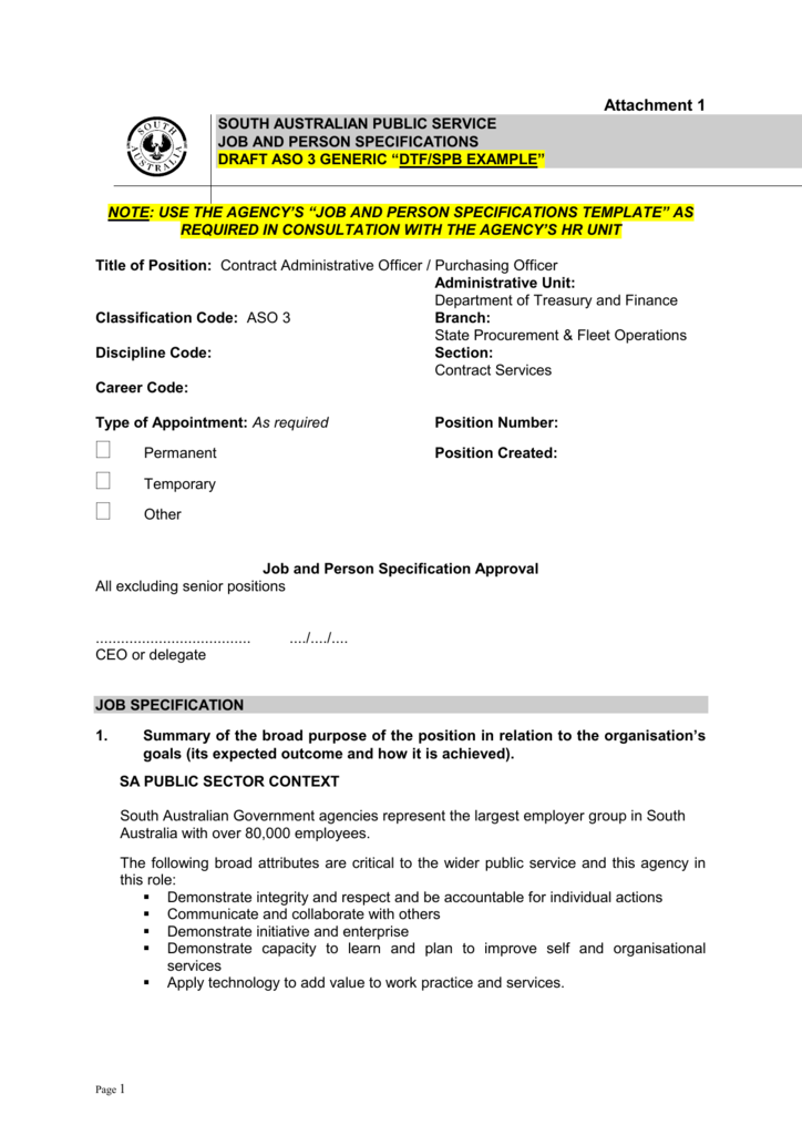 Job and Person Specification ASO3